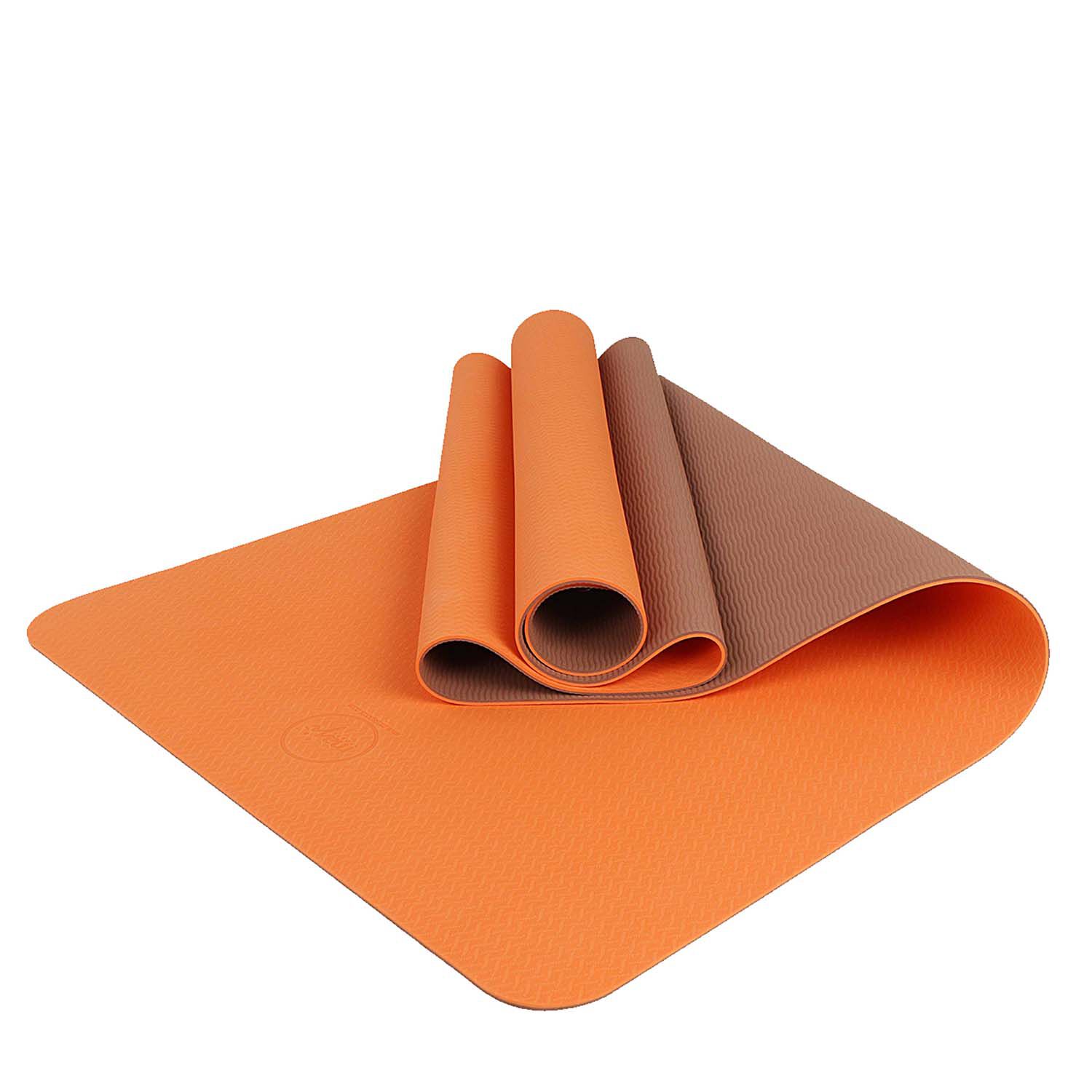2 Tone TPE Yoga Mat - Orange/Brown